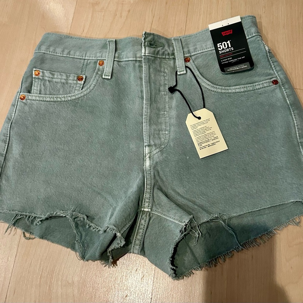 Levi's 501 high waist Women's Green Denim Shorts